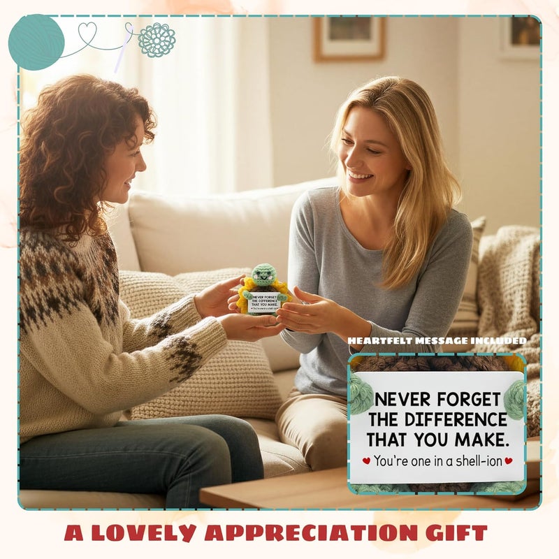 TEEBIM Thank You Gifts for Women - Christmas Appreciation Gifts for Coworkers, Boss, Manager, Office, Teacher, Nurse - Never Forget The Difference You Make Inspirational Positive Turtle Crochet - Image 4